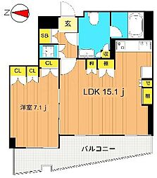 ビヴァーチェ大崎 1LDKの間取図画像