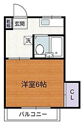 サクラビア関 2階1Kの間取り