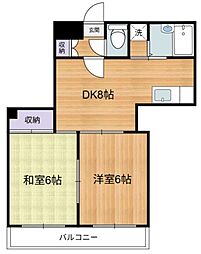 カーサデ16 202 2階2DKの間取り