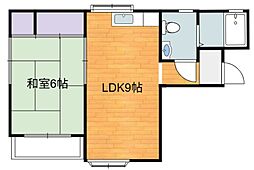 シャローム 1階1LDKの間取り