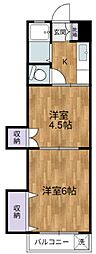 花月マンション 2Kの間取図画像