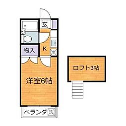 セドルハイム三鷹C 1Kの間取図画像
