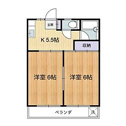 エステート多摩川A 2Kの間取図画像