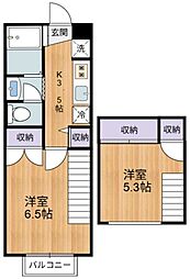 グランドールアベニュ 203 2階2Kの間取り