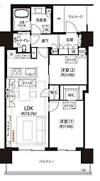 ブルーハーバータワーみなとみらい 2LDKの間取図画像