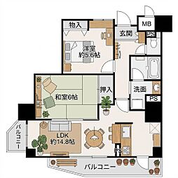イトーピア門真 2LDKの間取図画像