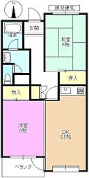 光ハイツ 2DKの間取図画像