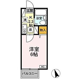 ソレイユ長野 1Kの間取図画像