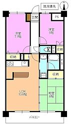 グランドハイツ北長野 3LDKの間取図画像