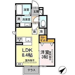 ピースヒルズ 1LDKの間取図画像