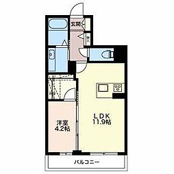 ベレオ西長野 1LDKの間取図画像