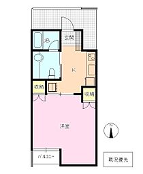 サンディハイツ鶴賀 1Kの間取図画像