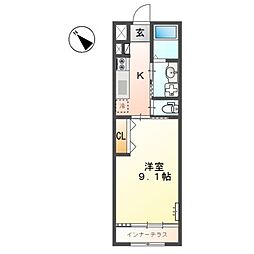 ルーシア 1Kの間取図画像
