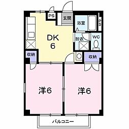 ハイム・ロジュマン　Ｂ 1階2DKの間取り