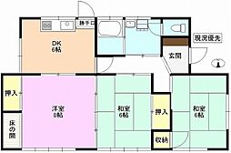 長野電鉄長野線 信濃吉田駅 徒歩21分の賃貸一戸建て 1階3DKの間取り