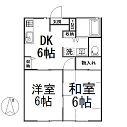 ヴィラ・カメリー 2DKの間取図画像
