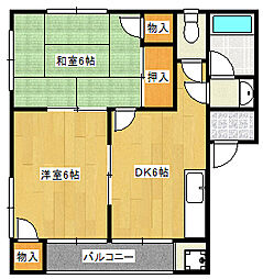 ヴィラブランシュ古江 4階2DKの間取り
