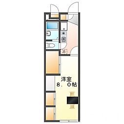 JR宇野線 備前西市駅 徒歩12分の賃貸アパート 1階1Kの間取り