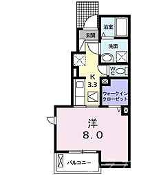 岡山電気軌道清輝橋線 清輝橋駅 徒歩7分の賃貸アパート 1階1Kの間取り