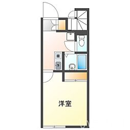JR宇野線 大元駅 徒歩18分の賃貸アパート 1階1Kの間取り