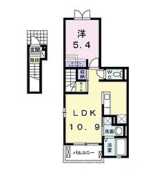 JR山陽本線 庭瀬駅 徒歩24分の賃貸アパート 2階1LDKの間取り