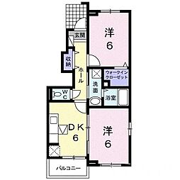 JR山陽本線 瀬戸駅 バス15分 桜が丘3丁目下車 徒歩4分の賃貸アパート 1階2DKの間取り
