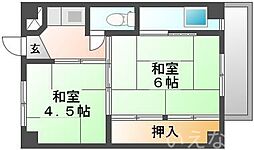 JR宇野線 妹尾駅 徒歩22分の賃貸マンション 4階2Kの間取り