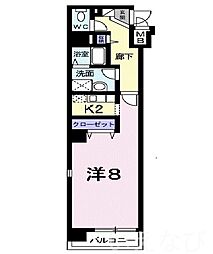 カーサシュンスイ 1Kの間取図画像