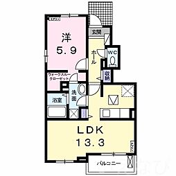 クレア・フォート2 1LDKの間取図画像
