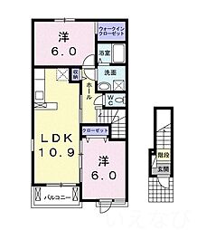 エスペランザ 2LDKの間取図画像
