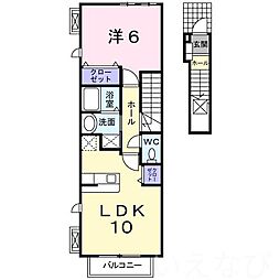 グレース上道B 1LDKの間取図画像