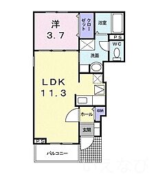 レーブ 1LDKの間取図画像
