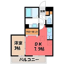 エピナールE 1DKの間取図画像