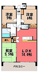 モナーク伊勢崎 3LDKの間取図画像