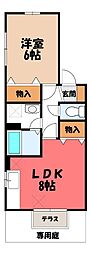 セジュール赤城B 1LDKの間取図画像