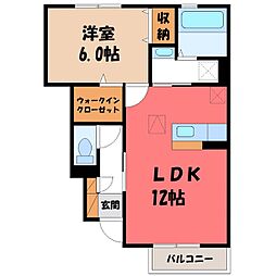 パストラル横山 1LDKの間取図画像