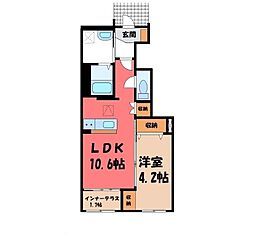 ヴァーチュアス II 1LDKの間取図画像