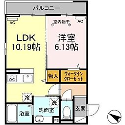 コンフォート下小鳥 1LDKの間取図画像
