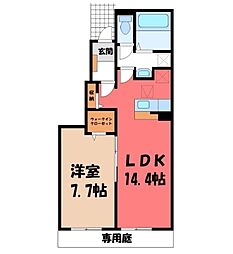 フローレス コート II 1LDKの間取図画像