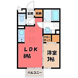 モアクレストF3 1LDKの間取図画像