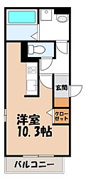 前橋市表町1丁目アパート ワンルームの間取図画像
