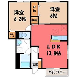 フルール・メゾンB 2LDKの間取図画像