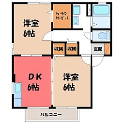 ニューポワールA 2DKの間取図画像