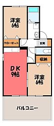 ビューハイツ高浜 2DKの間取図画像