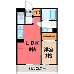 シルキーコート 1LDKの間取図画像