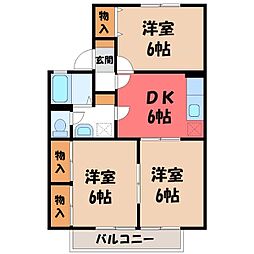 コーポ七曲E 3DKの間取図画像
