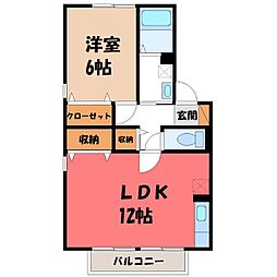 ヴィラ・グランデB 1LDKの間取図画像
