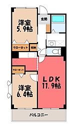 ボヌール発京 2LDKの間取図画像