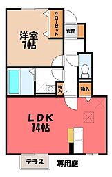 プリムヴェール上並榎A 1LDKの間取図画像