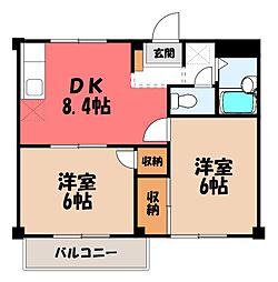 ベル・メゾン 2DKの間取図画像